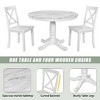 NicBex Modern 5-Piece Dining Set, Marble-Style Round Table with 4 Solid Wood Chairs, Kitchen Table Set for 4 - 2 of 4