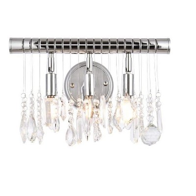 Elegant Lighting Chorus Line 3 light Chrome Wall Sconce Clear Royal Cut Crystal