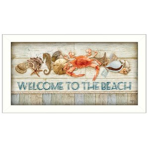 Welcome to the Beach By Mollie B., Printed Wall Art, Ready To Hang Framed Poster, White Frame - 1 of 1