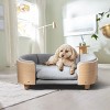 Bulldog 26.4" Width Small Dog Beds With Removable Washable Cover, Velvet Cushion With Solid Wood legs and Bent Wood Back-The Pop Home - 2 of 4