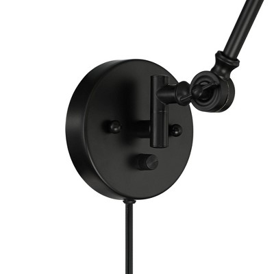 Black Metal Adjustable Swing Arm Wall Lamps Set of 2