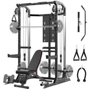 Multi-Function Power Cage, Power Rack with Dual Independent Pulley System, 2000LB Capacity Workout Cage, Squat Rack for Home Gym - 1 of 4