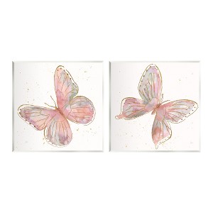 Stupell Industries Pink & Glam Butterflies Nature Wall Plaque Art (Set of 2) - 1 of 4