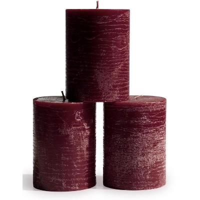 3x4 inch Pillar Candles Set of 3 ¨C Unscented Dripless Rustic Candles for Decor, Centerpieces, Weddings
