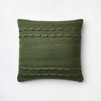 Bobble Knit Striped Square Throw Pillow Green - Threshold™ designed with Studio McGee