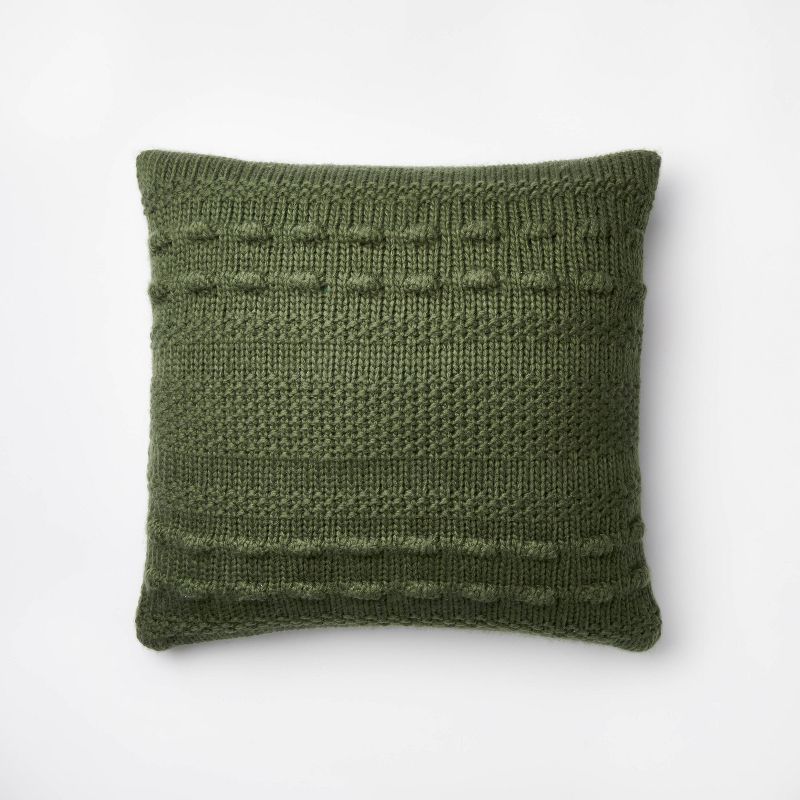 Bobble Knit Striped Square Throw Pillow Green - Threshold&#8482; designed with Studio McGee, 1 of 7