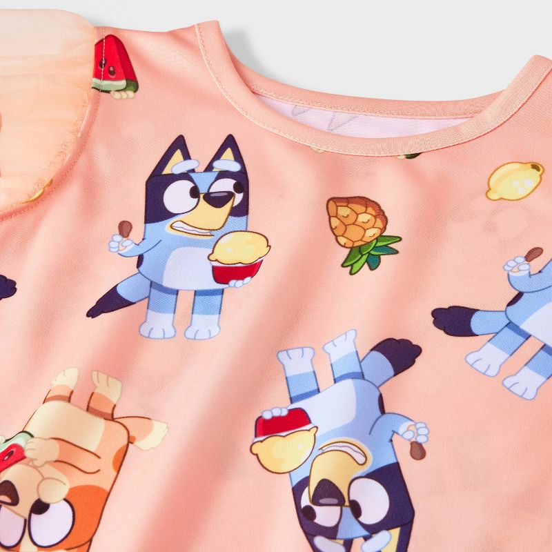 Toddler Girls' Bluey Fruit NightGown Pajama - Orange, 3 of 7
