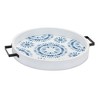 Melrose Round Wooden Tie-Dye Design Tray (Set of 2) - 2 of 3
