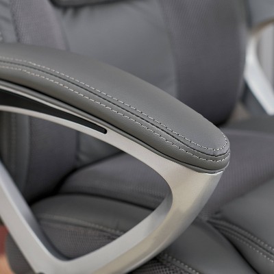ErgoExec High-Back Swivel Executive Chair in Light Gray Mesh & Faux Leather