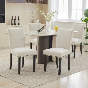Space-Saving Profile, Compact Armless Chairs for Apartments/Kitchen Nooks (Textured -Blend Fabric + Scratch- Legs) - 1 of 4