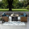 3pc Bradenton Outdoor Steel Fire Pit Set with 2 Loveseats Navy/Weathered Brown - Crosley - 3 of 4