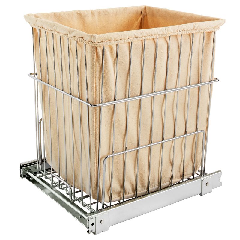 Rev-A-Shelf HPRV-15020 S Large 20-Inch Deep Cabinet Floor Steel Mounted Pullout Polymer Plastic Clothes Laundry Hamper w/ Full Extension Slides, 1 of 7