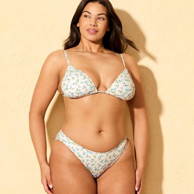 Shade & Shore Women's Floral Print Low-Rise High Leg Medium Coverage Bikini Bottom - Shade & Shore™ Cream M — фото 4