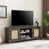 NicBex TV Stands for 70 inch TV,Rattan Entertainment Center with 2 Cabinets and 2 Open Shelves,TV Console for Living Room, Bedroom, Home - 2 of 4