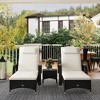 Outsunny Chaise Lounge Set of 2 with 5 Angle Backrest, Wheels, Armrests, Table, Cushions, PE Rattan Wicker Chairs, 3-Piece Pool Furniture Set - 2 of 4