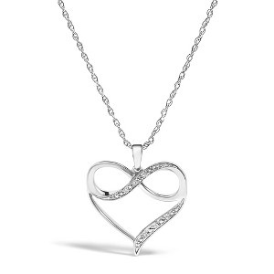 Haus of Brilliance Silver Diamond Accent Infinity Heart Love Pendant Necklace - 1 of 4