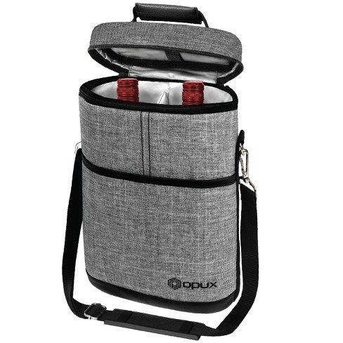 Opux 2 Bottle Wine Carrier Tote Insulated Leakproof Cooler Bag Portable Case Travel Picnic Byob Beach Christmas Gift heather Gray 2 Bottle Bag Target