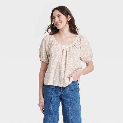 Women's Puff Short Sleeve Blouse - Universal Thread™