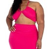 Slickblue Plus Size Sexy Crisscross Halter & Ruched Mini Skirt Set – Perfect for Vacations & Special Occasions - 3 of 4