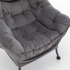 Sapphtopaz Velvet Accent Chair and Ottoman Set Tufted Upholstered Recliner Chair with Metal Legs Leisure Reading Chair for Living Room, Bedroom - 4 of 4