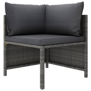 vidaXL Sectional Corner Sofa with Cushions Gray Poly Rattan - 1 of 4