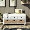 OUTSUPPLY Storage Bench with 3 Drawers & 3 Rattan Baskets, Entryway Shoe Bench with Removable Cushion for Living Room - 3 of 4