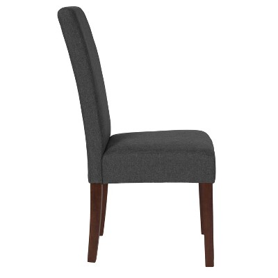 High Parsons Light Gray Fabric Side Chair with Mahogany Wood Legs