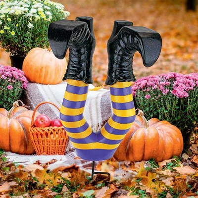 Hand-Painted Wicked Witch Legs Garden Stake Statue