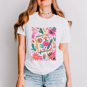 Simply Sage Market Boho Teacher Book Floral Short Sleeve Tee - 1 of 4