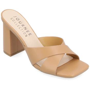 Journee Collection Womens Chazz Tru Comfort Foam Vegan Leather Block Heel Sandals