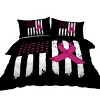 Boersma 3 Pieces American Red Ribbon Print Duvet Cover Polyester King Szie Quilt Cover WIth Pillowcase for Women Adults Bedroom Decor - 4 of 4