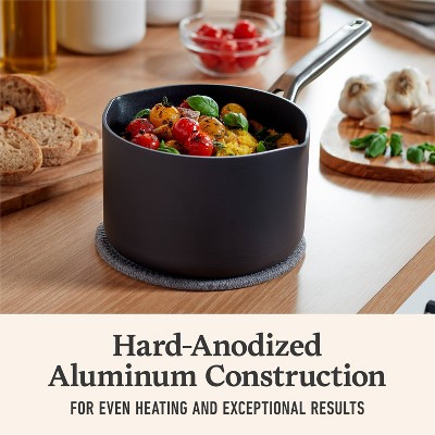2.5-Quart Black Aluminum Nonstick Saucier with Lid