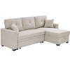 Racxily 84in Sectional Sofa, Pull Out Sleeper Couch Bed, L-Shaped Corner Reversible Sofas with Storage Chaise Apartment Living Room - 3 of 4