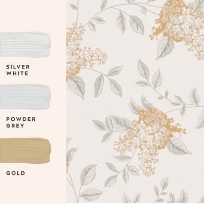 Apricot and White Floral Non-Woven Removable Wallpaper