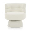 Cream Boucle Swivel Accent Chair,Contemporary 360° Barrel Chair with Curved Back and Plush Seat for Living Room Bedroom Office-Baofuwish - 3 of 4