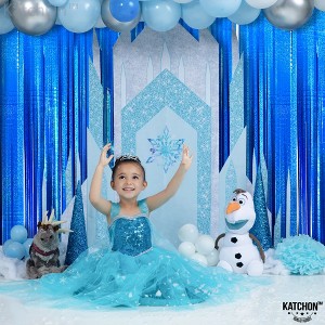 KatchOn, Iridescent Blue Streamers Backdrop - 3.2x8 Feet, Pack of 2 | Under The Sea Party Decor | Summer Party Decorations - 1 of 4