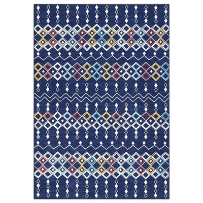 Washable Area Rug Vintage Trellis Accent Rugs Non Slip Rug Foldable Stain Resistant Geometric Low Pile Indoor Carpet for Bedroom Living Room