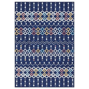 Washable Area Rug Vintage Trellis Accent Rugs Non Slip Rug Foldable Stain Resistant Geometric Low Pile Indoor Carpet for Bedroom Living Room - 1 of 4