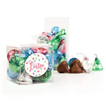 12ct Easter Candy Favors Hershey's Kisses Clear Gift Boxes, Eggs & Flowers (12 Pack) - By Just Candy