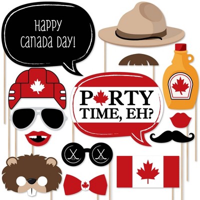 Big Dot of Happiness Canada Day - Photo Booth Props Kit - 20 Count