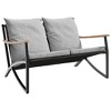 vidaXL Patio Bench with Cushions 47.2" Black Steel - 2 of 4