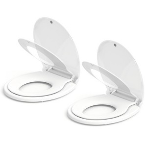2 Pcs 17" Round Toilet Seat with Toddler Seat Built in, Soft Close, Easy to Install & Clean, Safe PP Material, Fits Both Adult and Child, White - 1 of 4