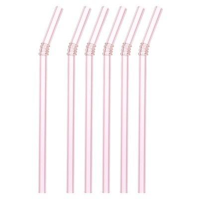 Unique Bargains Reusable Smooth Creative Glass Straws for Tea Milkshakes 6 Pcs