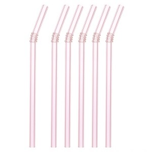 Unique Bargains Reusable Smooth Creative Glass Straws for Tea Milkshakes 6 Pcs - 1 of 4