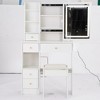 Small Size Left Drawer Desktop Vanity Table + Cushioned Stool, 2 AC+2 USB Power Station, Hair dryer bracket - 2 of 4