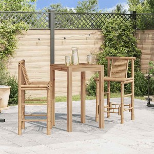 vidaXL Counter Stools Set of 2 Bamboo Standard Durable Bar Stool - 1 of 4