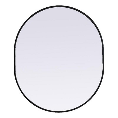 Elegant Lighting Metal Frame Oval Mirror 30x36 Inch in Black