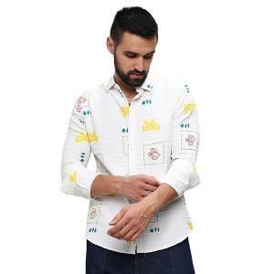 Campus Sutra Men Men's Chalk White Butterfly Pine Shirt - 1 of 3