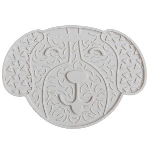 Dexypaws: Enrichment Lick Mat: White Dog Head, Grooved Dog Feeding Pad - 1 of 4