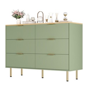 5/6/7 Drawer Fluted Dresser for Bedroom, Modern Chest with Gold Handles, Wood Storage Organizer for Living Room, Hallway, or Closet - 1 of 4